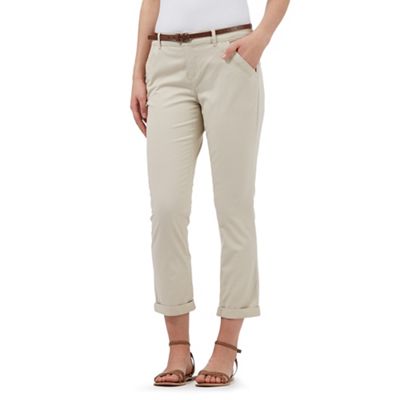 Mantaray Beige belted cropped chinos